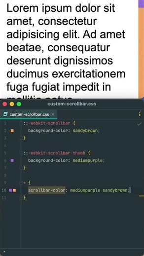 Стилизация скроллбара через CSS | Custom CSS Scrollbar | Свойства scrollbar-* #shorts #frontend #css