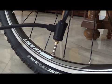 How to inflate a bicycle tire with a Presta valve adaptor + floor pump by Giant