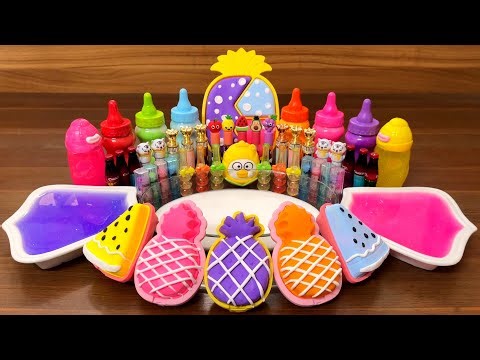 Slime Mixing: Rainbow Makeup & Clay Glossy Slime ASMR Sounds