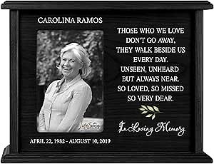 LifeSong Milestones Personalized Cremation Wooden Urn Box – Customized Cremation Box for Human Ashes, Personalized Urn for Ashes Adult Male and Female Holds 4x6 Photo, Picture Urns for Human Ash