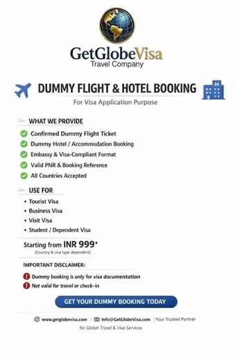 Dummy Flight & Hotel Booking for Visa Application | Embassy-Compliant Format | 2026 #travelpermit