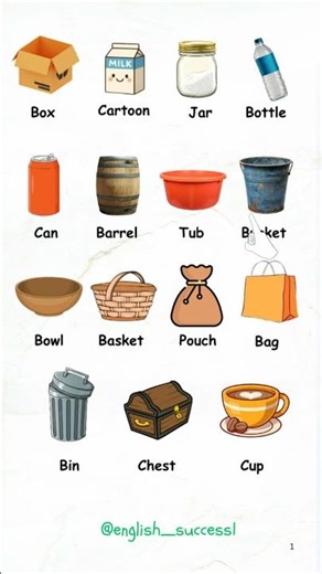 Here's a list of containers for everyday uses #englishlearning