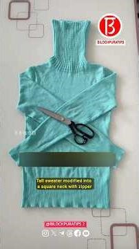 Tall sweater modified into a square neck with zipper Tutorial size explanation