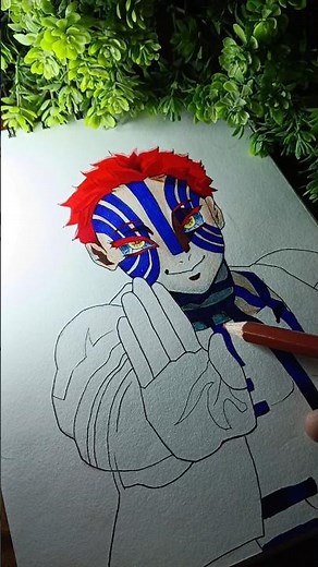 Drawing akaza💪🏻from demon slayer ✨|#art #demonslayer #shorts