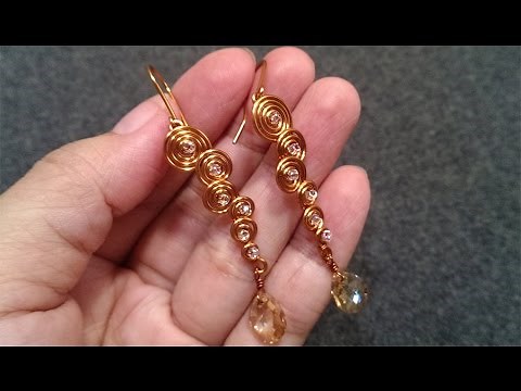 Copper twisted round earrings - handmade jewelry idea 107