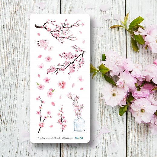 Cherry Blossom - Glossy Clear Stickers - Etsy