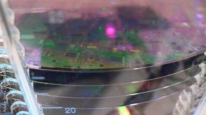 Silicon Wafer Under Cleanroom Fabrication in plastic holder box