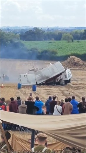 Chieftain drives through/over a double decker bus at Tanks Trucks and firepower show #tank #tanks