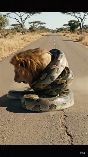 Danger! A fight between a snake and a lion. Vita ya Nyoka na simba