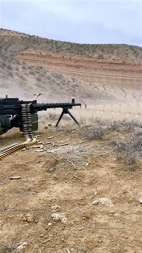 Soldier Firing Belt-Fed Machine Gun from Prone Position! 💥