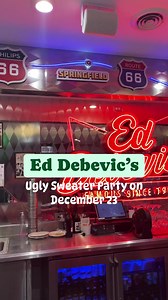 Tis’ the season for ugly Christmas sweaters & not bothering your servers 😒 #christmastree #funny | Ed Debevic's Chicago