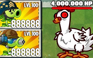 PvZ 2 挑战 - 35 个超级植物等级 100强化对抗 5 个老板鸡僵尸