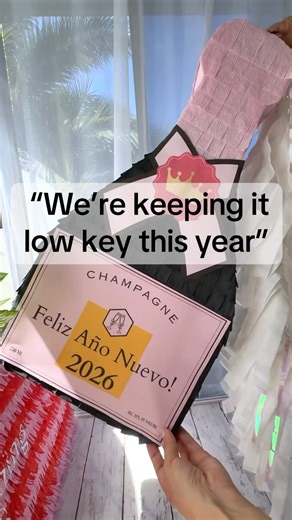 DIY Champagne Pinata with Custom Label 🥰🍾 #hello2026 #newyearseve2026 #diypartydecor #diypinata