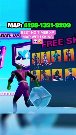 BEST NO TIMER XP MAP WITH SKINS 💀🤯 #shorts #fortnite #fortnitegirl