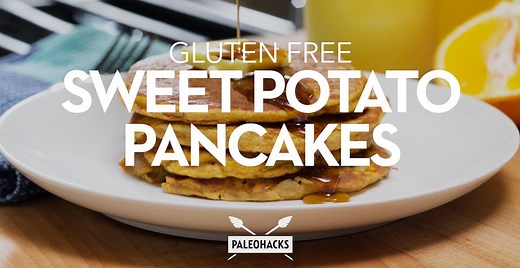 These sweet potato pancakes are just waiting to be smothered in maple syrup! Get the full recipe here: http://paleo.co/SWPpancakes | PaleoHacks