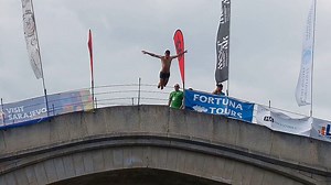 Athletes gather for annual high dive from historic Mostar Bridge in Bosnia-Herzegovina