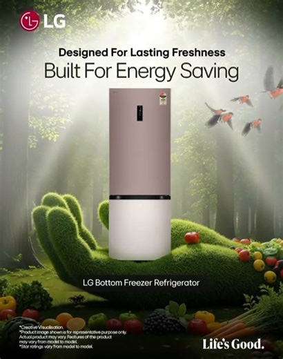 Keep your food Items fresh and your energy bills low with LG’s Smart Inverter Compressor™ Designed to adjust cooling power based on your usage, it ensures long lasting freshness while saving energy. Experience efficient refrigeration that keeps up with your lifestyle. Know more: https://bit.ly/414z5Je #LG #LGIndia #LGHomeAppliances #LGRefrigerators #LGBottomFreezerRefrigerator #SmartInverterCompressor | LG Global