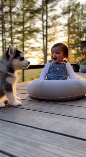 Baby vs Husky: The Cutest AI Howl Battle EVER! #baby #dog #shorts