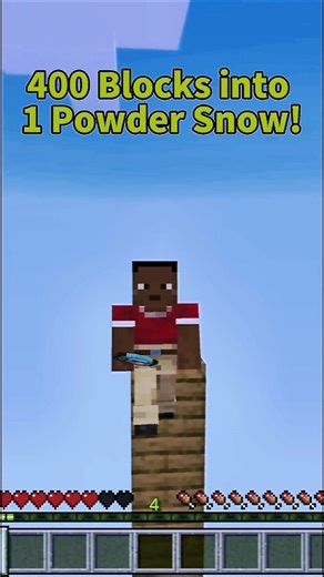 Falling 400 Blocks into 1 Powder Snow! [Minecraft]