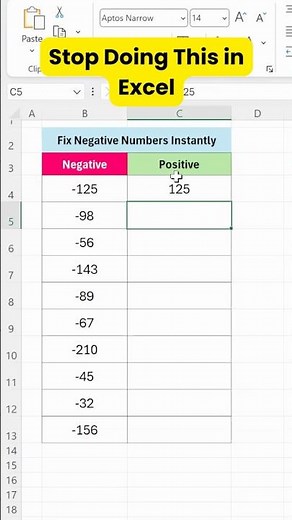 Stop Manually Fixing Negative Numbers In Excel 🛑 | Excel Shortcuts #exceltutorial #exceltips #excel