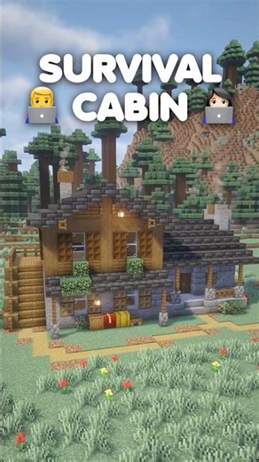 Easy Survival Cabin in Minecraft 🌲 #minecraft #shorts
