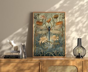 Dragonfly Wall Art, Dragonfly Print, William Morris, Aesthetic Wall Decor, Floral Prints, Artful Art, Floral Poster, Dragonfly Gifts for Her - Etsy