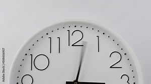 Clock face. Fast rotating clock hands. Seamless loop. Wall clock dial isolated on white background,