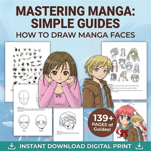 How to Draw Manga Faces PDF, Anime Face Tutorial, Beginner Anime Drawing Guide, Learn Manga Art Easy - Etsy