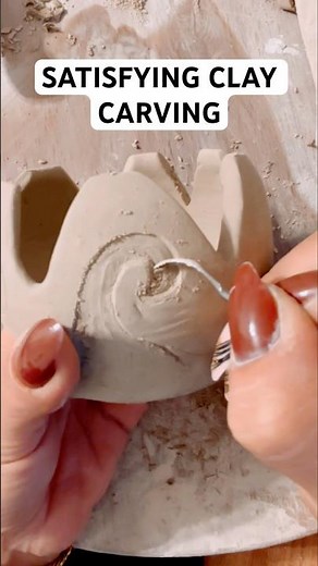 Hand Carving Clay | Satisfying Ceramic Sgraffito Process #shorts #satisfying #asmr #clay