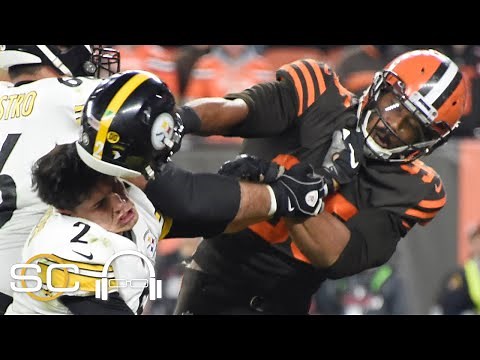 Reacting to Myles Garrett striking Mason Rudolph with helmet in Browns-Steelers brawl | SC with SVP