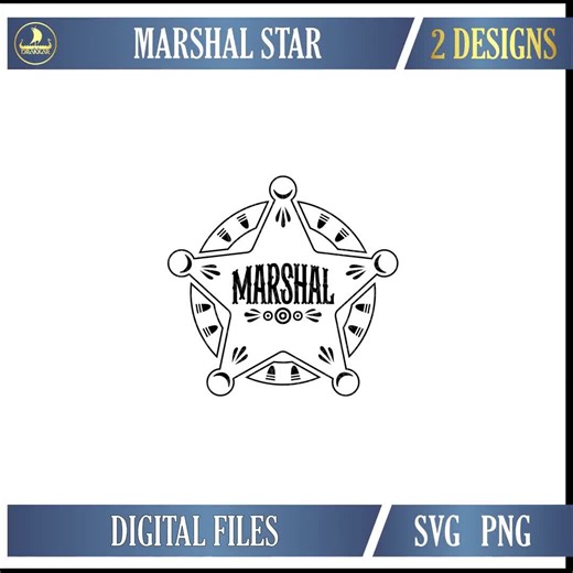 Wild West Marshal Badge SVG PNG | Cowboy Lawman Star Clipart - Etsy
