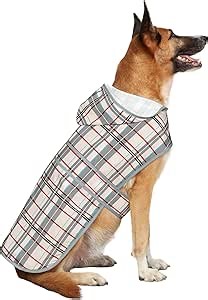 Dog Raincoats for Large Dogs Waterproof Hooded Rain Jacket with Reflective Strips Leash Hole & Poncho Adjustable Fit (Plaid,XL)