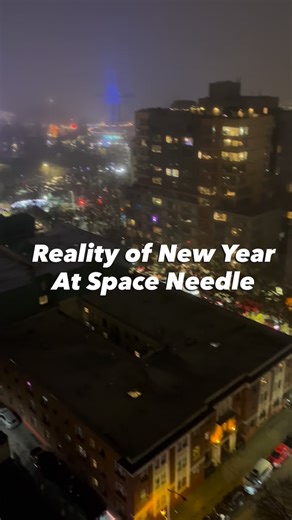 Asmita Jain | Forks across Footprints on Instagram: "Pov: Reality of New Year’s EVE at Space Needle😶‍🌫️😶‍🌫️ #spaceneedle #spaceneedleseattle #spaceneedleview #happynewyears #2026 #reality #fog #pov #seattle"