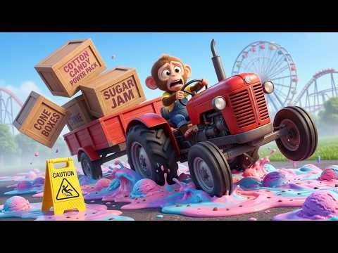🚜 Little Monkey Niki to the Rescue! Red Tractor & Fun Adventures | 3D Cartoons for Kids