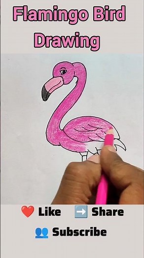 How to Draw a Cute Flamingo Bird 🦩✨ #FlamingoDrawing #BirdDrawing #EasyDrawing #FlamingoArt #shorts