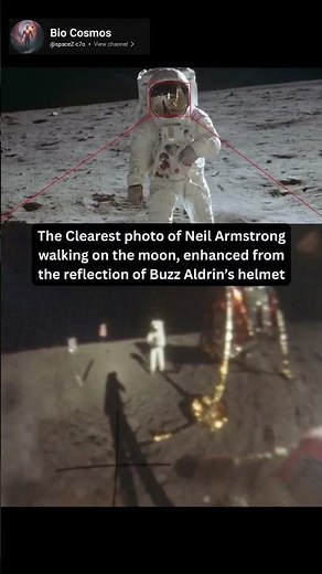 The Clearest photo of Neil Armstrong walking on the moon, enhanced from the reflection of Buzz ..
