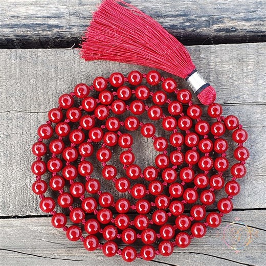 Cinnabar 108 Mala Beads Meditation Blessing Prayer Beads, Knotted 108 Mala Beads, 108 Cinnabar Necklace, Tassel Mala, Meditation Prayer Bead - Etsy