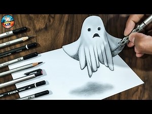 COMO DIBUJAR UN FANTASMA EN 3D Dibujos - How To Draw a 3D GHOST