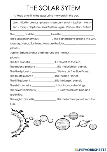 The solar system online exercise for GRADE 2
