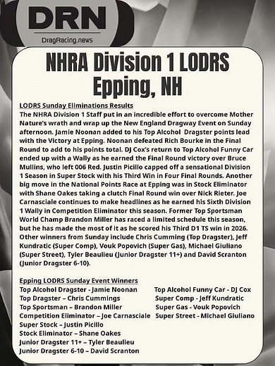 🏁NHRA Division 1 LODRS Epping Sunday Eliminations Recap🏁