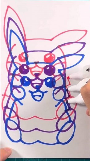 Drawing Pikachu with 3 Pens! #pikachu