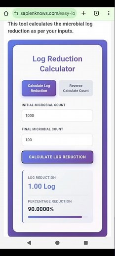 Log Reduction Calculator Tool