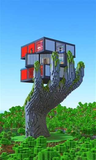 The Cube House 🎲🟥🟩⬜🟦🟨 Have you thought about living inside a Rubiks Cube.. It's quite a practical design - whether you build it small or large. It's got sourrounding balconies, space for crops on the roof and with stained glass - you've got yourself some windows on all corners of the house! 👀 Watch until the end - there is a little upgrade that takes this design a step futher You can re-build this house into your own Minecraft world by following the online 3D Guide - linked in profile! Sch