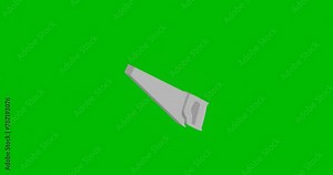 Animation of rotation of a white hand saw symbol with shadow. Simple and complex rotation. Seamless looped 4k animation on green chroma key background
