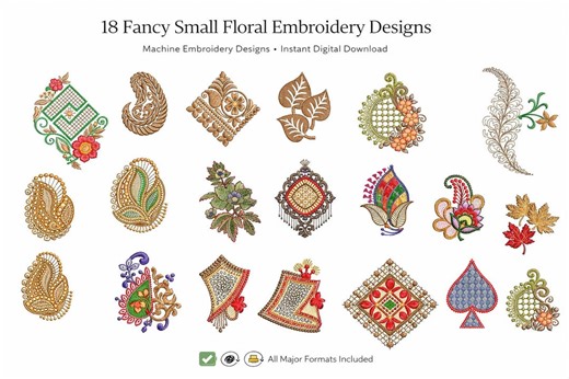 18 Fancy Small Floral Machine Embroidery Designs | Mini Flower Motifs | All Formats - Etsy