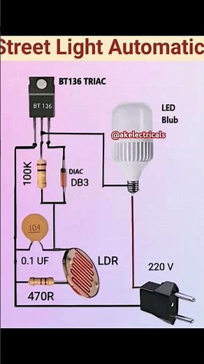 Automatic Street Light Controller Circuit using BT136 TRIAC and LDR