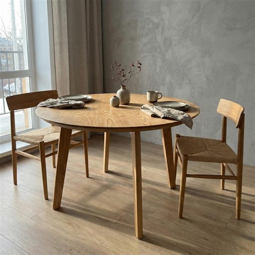 Round Ash Dining Table, Solid Wood Kitchen Table, Scandinavian Minimalist Table, Handmade Japandi Table, Modern Round Table - Etsy