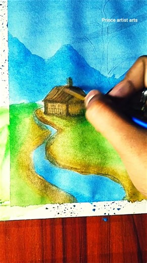 Beautiful village view painting 🥰🥰😍//nature view painting// #music #song #shorts #ytshorts #village