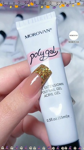 French Nude Poly Gel with Gold Glitter | Nail Art Tutorial