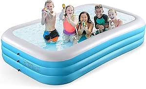 2025 Upgrade Inflatable Pool for Kids and Adults-120"*72"*22" Full-Sized Inflatable Swimming Pool Leakproof Blow Up Above Ground for Backyard Outdoor Garden Summer Water Party Blue